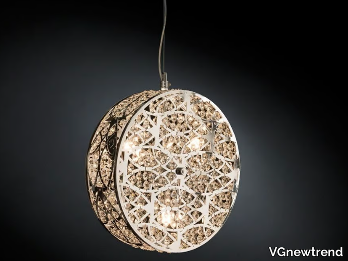 ARABESQUE CILINDRO VERTICAL - Steel pendant lamp with crystals _ VGnewtrend