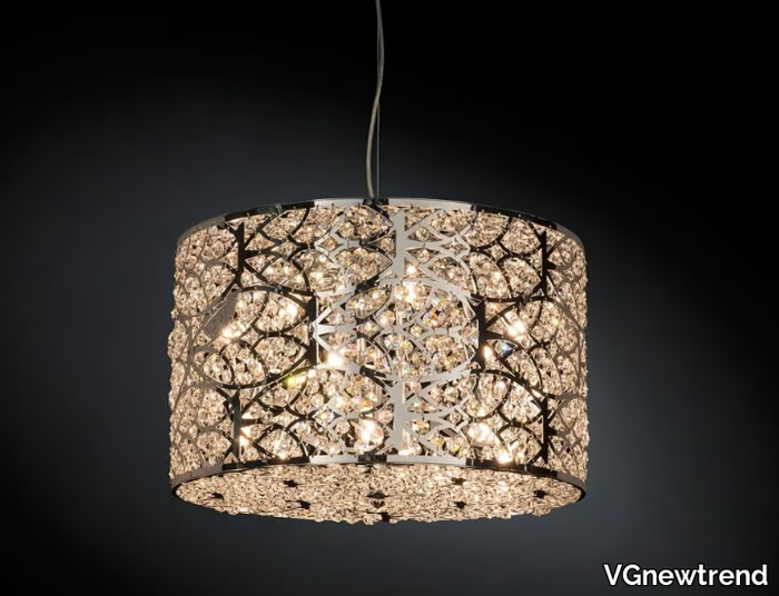 ARABESQUE CILINDRO HORIZONTAL - Steel pendant lamp with crystals _ VGnewtrend