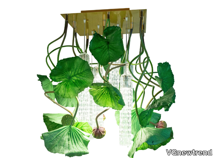 FLOWER POWER LOTUS DICHONDRA SQUARE - LED Murano glass ceiling lamp _ VGnewtrend