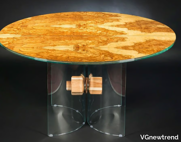 PORTOFINO - Round wood and glass table _ VGnewtrend