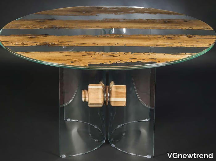 VENEZIA - Round wood and glass table _ VGnewtrend