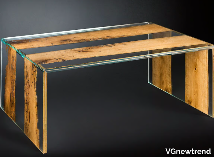 VENEZIA - Rectangular wood and glass coffee table _ VGnewtrend