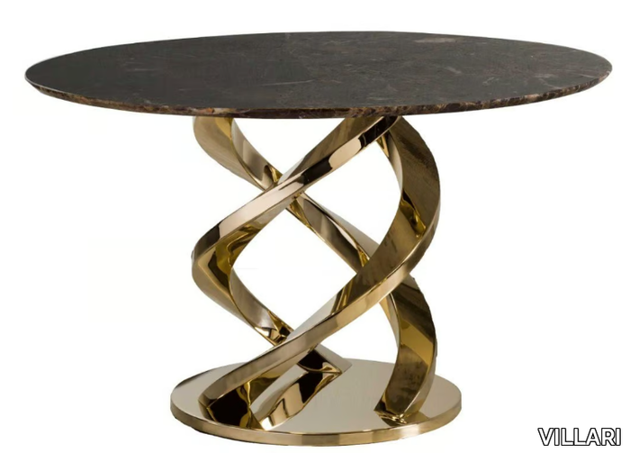 CERBERUS - Round Dark Emperador marble table _ VILLARI