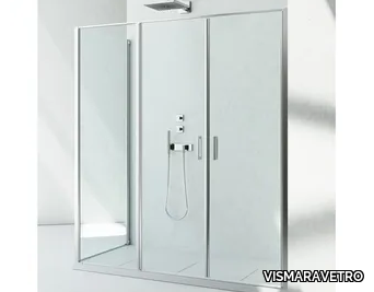 LINEA L3+LG - Corner rectangular custom glass shower cabin _ VISMARAVETRO