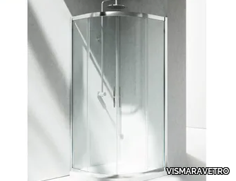 SERIE 7000 ZT - Corner semicircular crystal shower cabin with sliding door _ VISMARAVETRO