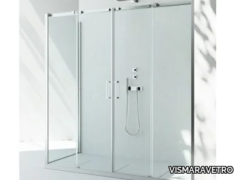 GLISS D4+DG - Corner rectangular glass shower cabin with sliding door _ VISMARAVETRO