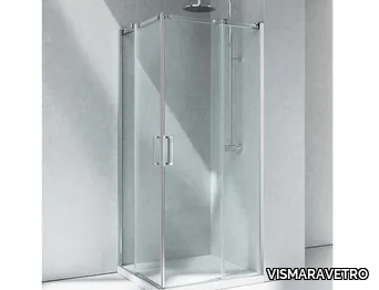 GLISS DA+DA - Corner rectangular glass shower cabin with sliding door _ VISMARAVETRO