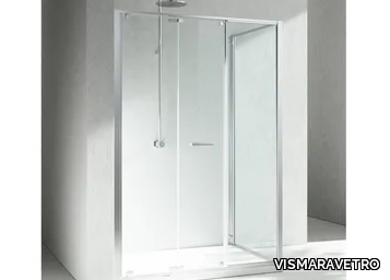 JUNIOR GM+GF - Corner tempered glass shower cabin with folding door _ VISMARAVETRO