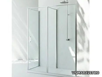 LINEA IN2 - Corner tempered glass shower cabin with hinged door _ VISMARAVETRO