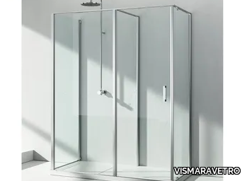 LINEA IN3 - Custom tempered glass shower cabin with hinged door _ VISMARAVETRO