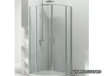 LINEA LTX - Semicircular tempered glass shower cabin with hinged door _ VISMARAVETRO