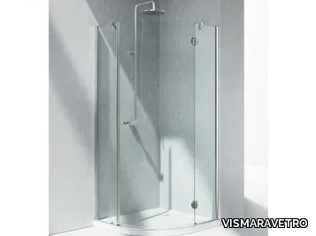 SINTESI SX - Corner semicircular shower cabin with hinged door _ VISMARAVETRO