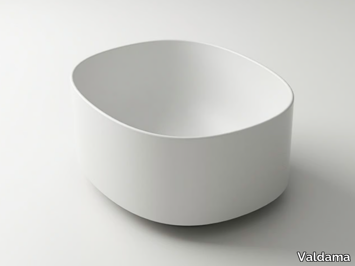 DROP MINI - Oval single countertop ceramic washbasin _ Valdama