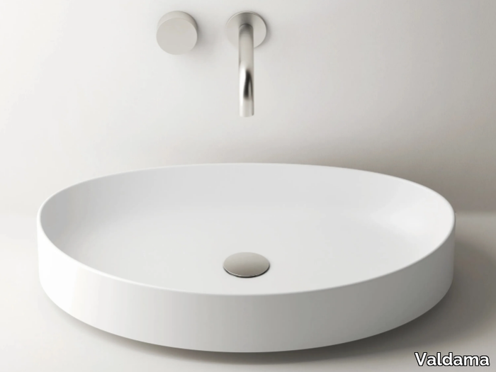 DROP - Oval countertop ceramic washbasin _ Valdama