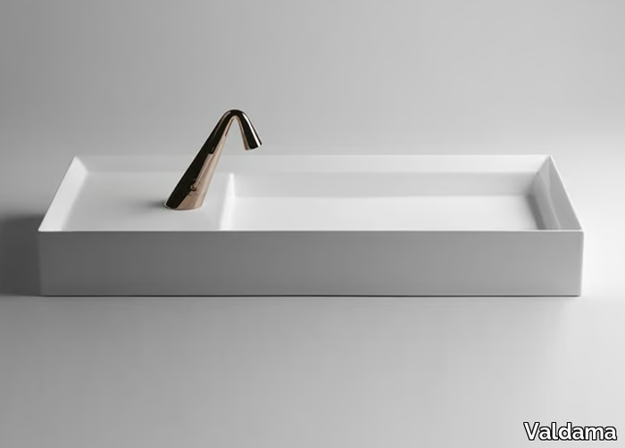 CUT - Countertop rectangular single ceramic washbasin _ Valdama