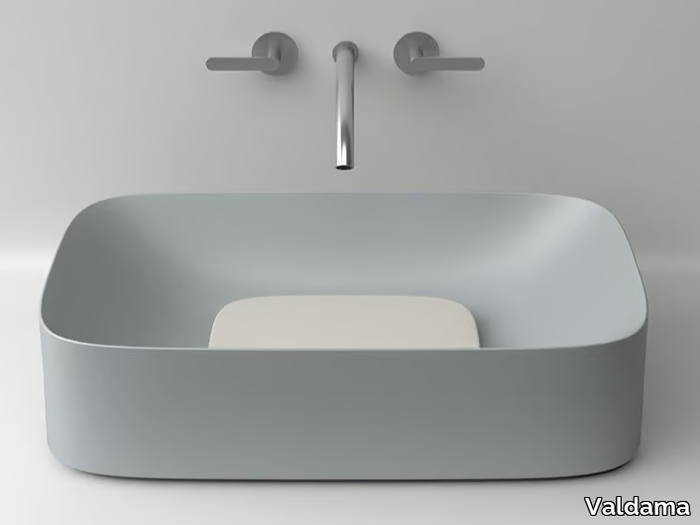 ACQUERELLO - Countertop rectangular single ceramic washbasin _ Valdama