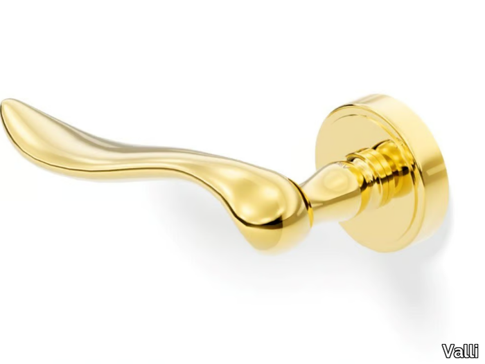 H165 GERMANA - Brass door handle on rose _ Valli