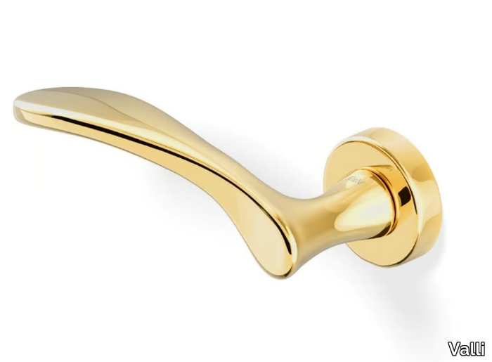 H198 MIZAR - Brass door handle on rose _ Valli