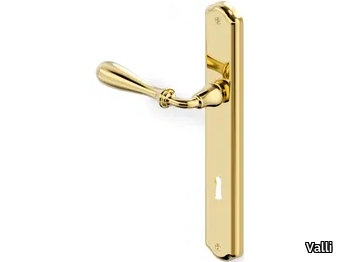 H1004 ANTARES - Brass door handle on back plate with lock _ Valli