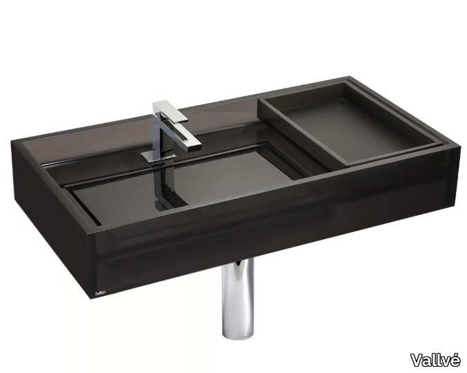 COSMOS - Wall-mounted rectangular resin washbasin _ Vallvé