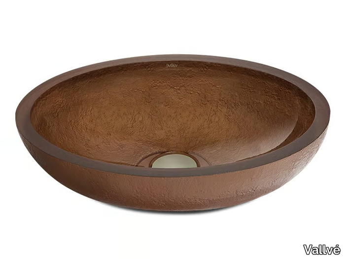 DOLCE OVAL TEXTURE BRONZE - Countertop oval resin washbasin _ Vallvé