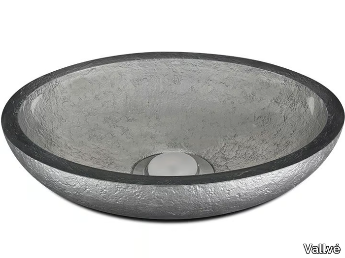 DOLCE OVAL TEXTURE PLATINUM - Countertop oval resin washbasin _ Vallvé