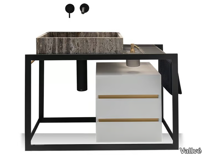 PERÍMETRO - Floor-standing single steel vanity unit _ Vallvé