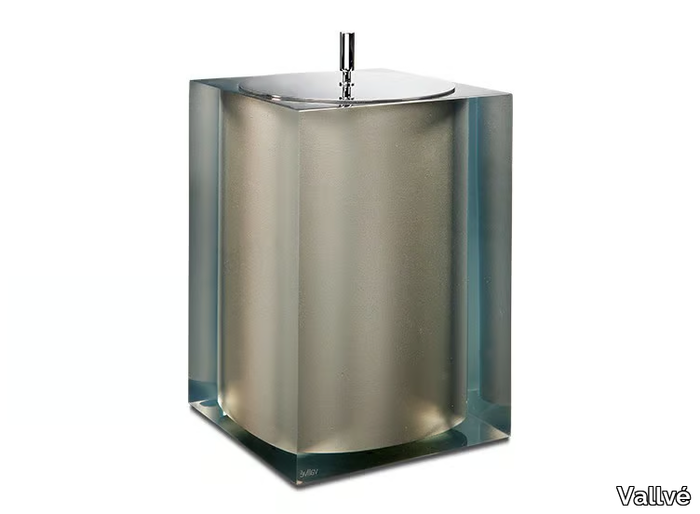 PLATINUM GLOSS - Resin bathroom waste bin _ Vallvé