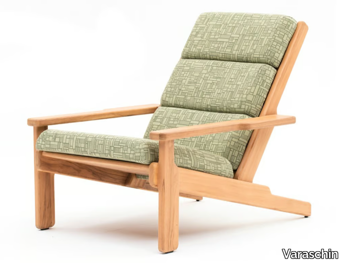 BALI - Upholstered teak garden armchair with armrests _ Varaschin