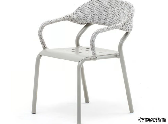 NOSS - Stackable aluminium chair with armrests _ Varaschin