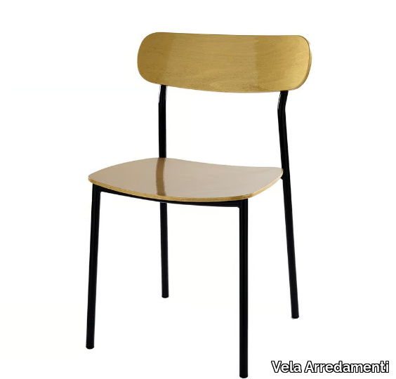 BISTRO - Stackable wooden and iron chair _ Vela Arredamenti