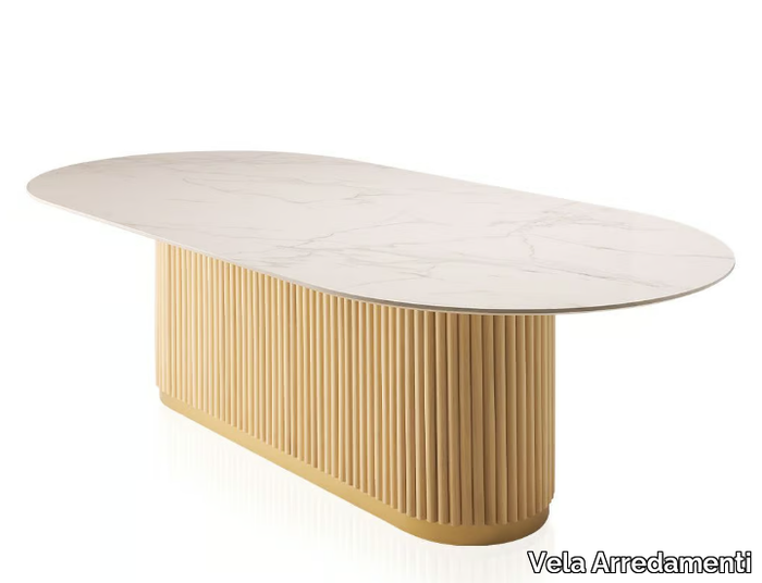 IKARO WOOD BI - Oval wooden dining table _ Vela Arredamenti