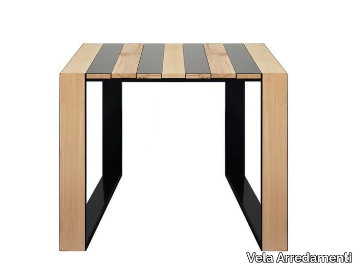 ZEBRA - Square steel and wood table _ Vela Arredamenti