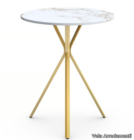 CURVA - Round iron contract table with 3-star base _ Vela Arredamenti