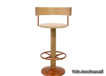 MILANO - High wooden stool with armrests _ Vela Arredamenti