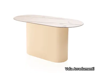 IKARO - Oval natural stone table _ Vela Arredamenti