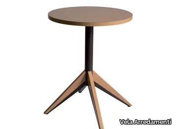 BATTLE WOOD - Round wooden table with 4-star base _ Vela Arredamenti