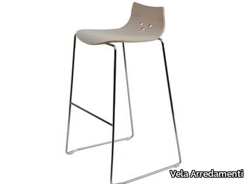 ROYAL - High wooden stool with footrest _ Vela Arredamenti