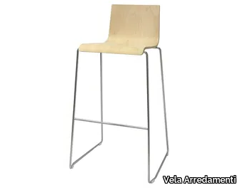 BARON - Wooden stool with footrest with back _ Vela Arredamenti