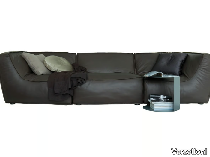 NOE - Sectional leather sofa with removable cover _ Verzelloni