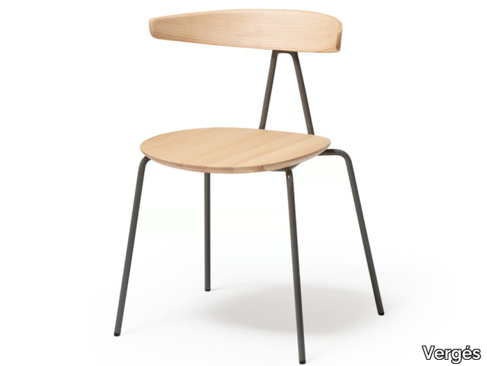 COMPASS - Stackable wooden chair with steel structure _ Vergés