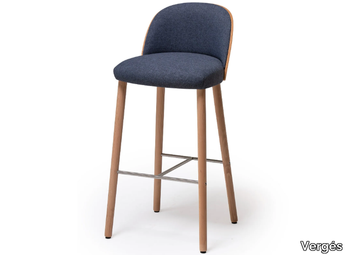 CISTELL SLIM - High wooden stool with footrest _ Vergés