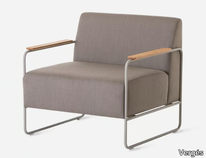 DULA - Sled base fabric armchair with armrests _ Vergés