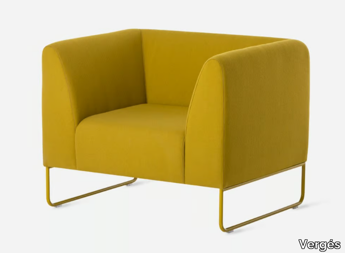 DULA - Sled base fabric armchair with armrests _ Vergés