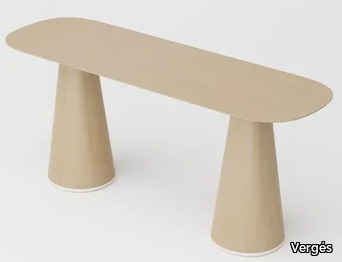 CONIC - Barrel-shaped wooden high table _ Vergés