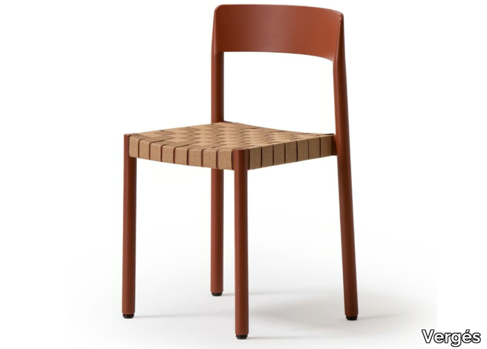 NELA - Stackable chair in ash with woven seat _ Vergés