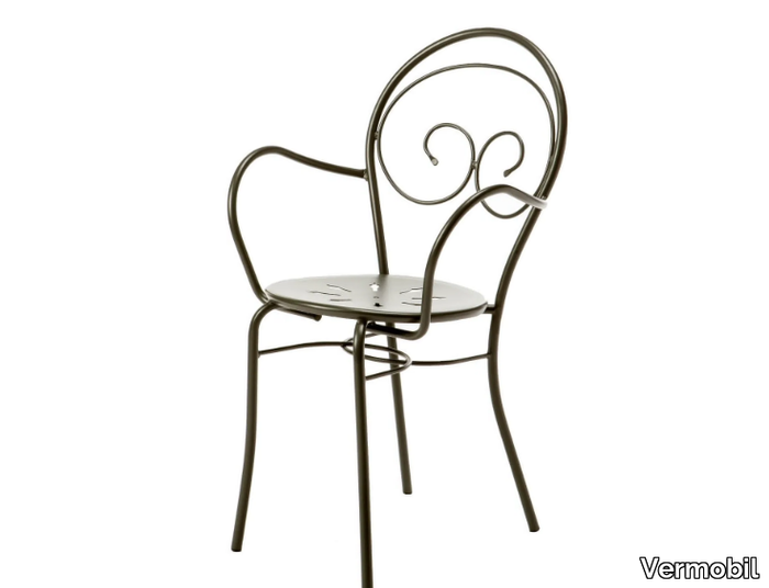 MIMMO - Stackable metal garden chair with armrests _ Vermobil