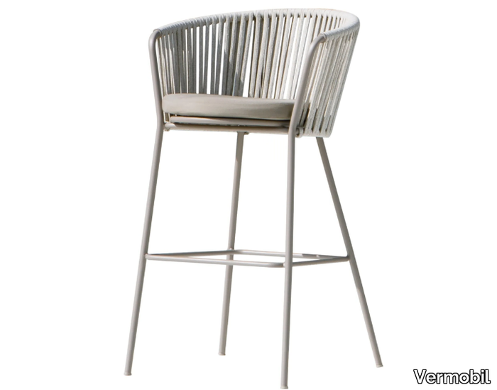 DAISY ROPE - High metal stool with armrests _ Vermobil