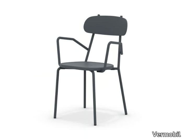 FOX - Stackable metal garden chair with armrests _ Vermobil