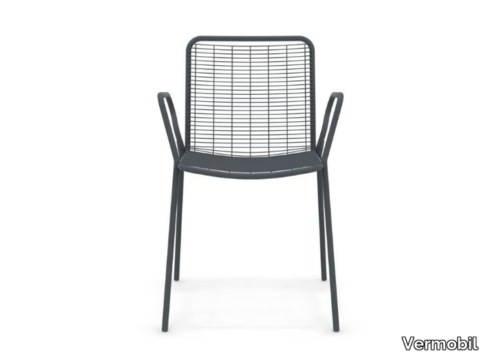 ROMA - Stackable metal garden chair with armrests _ Vermobil